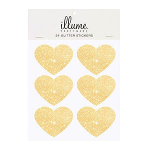 Gold Glitter Heart Stickers (24 pack)