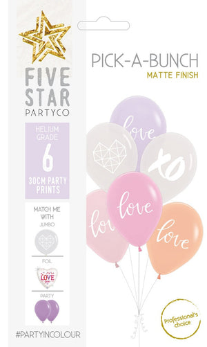 Pastel Love Balloon Bunch (6 pack)