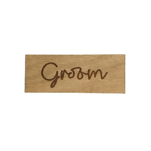 Groom Script Wooden Place Card