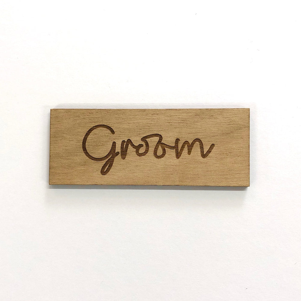 Groom Script Wooden Place Card