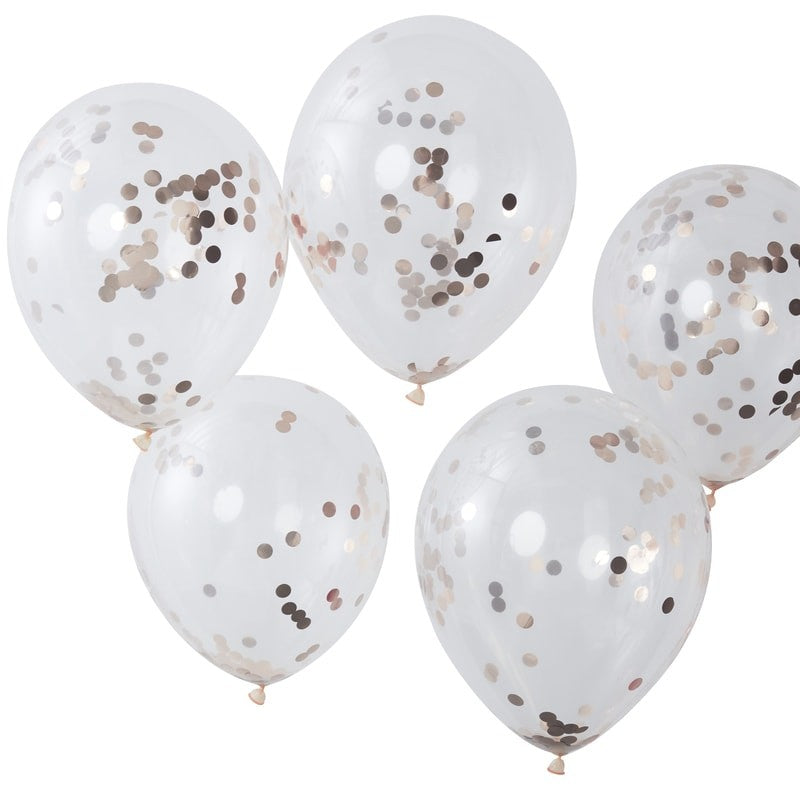 Rose Gold Confetti Balloons (5 pack)