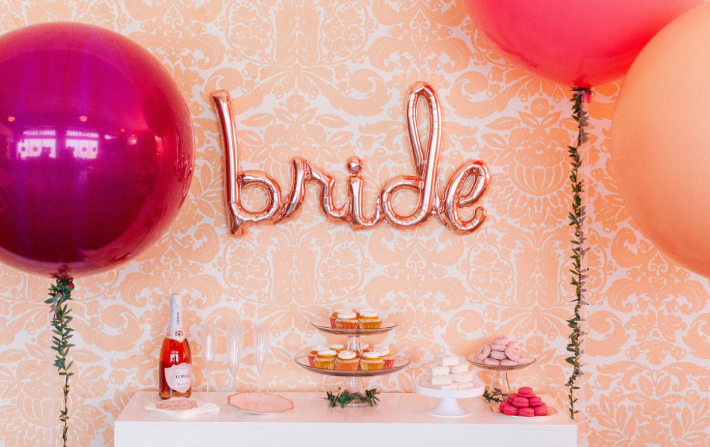 Rose Gold 'BRIDE' Script Balloon