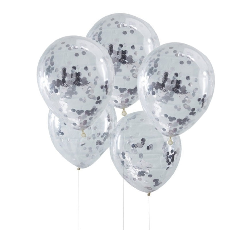 Silver Confetti Balloons (5 pack)