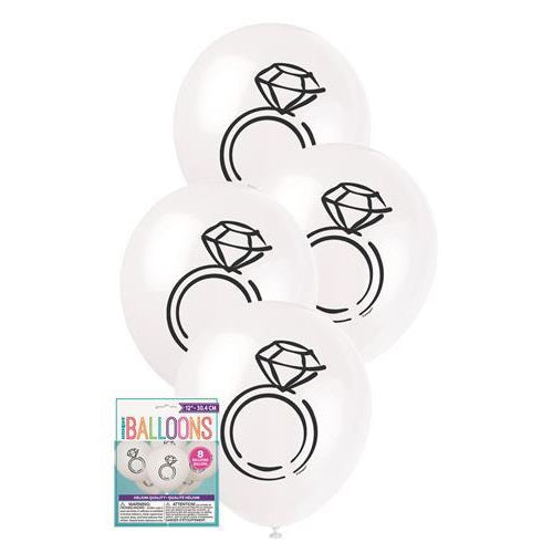 White Diamond Ring 30cm Balloons (8 pack)