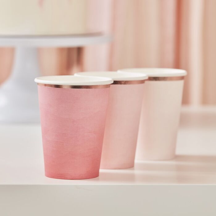 Ombre Pink & Rose Gold Cups (8 pack)